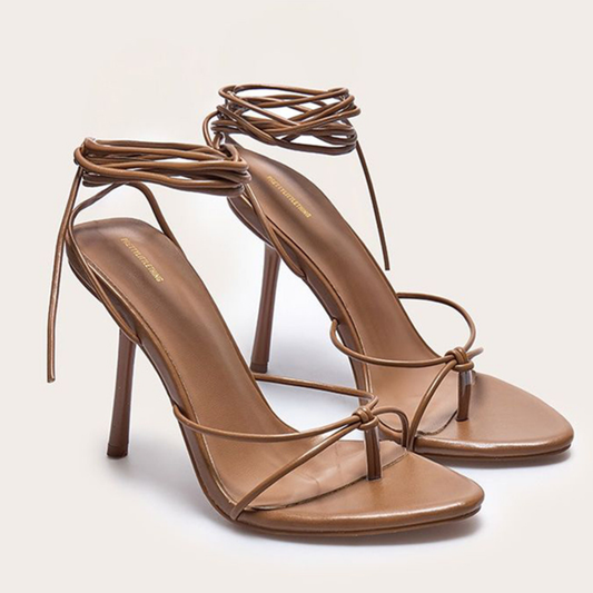 PLT Nude Lace Up Heels