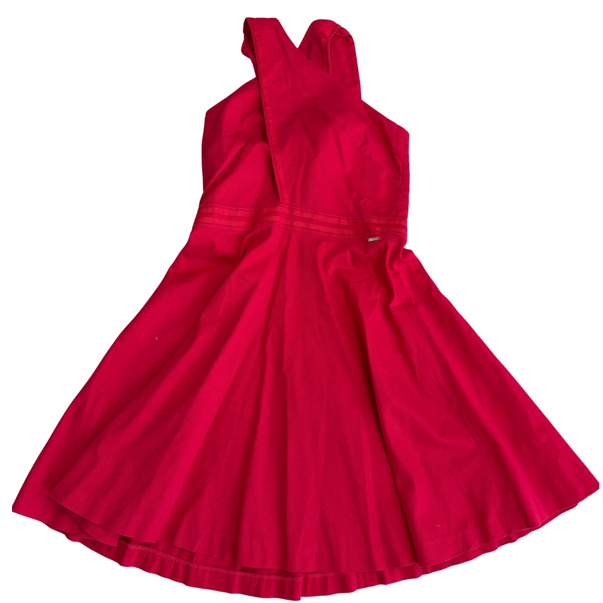 Armani Red Denim Cross Over Mini Dress