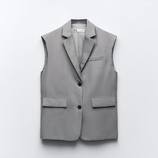 Zara Grey Sleeveless Blazer