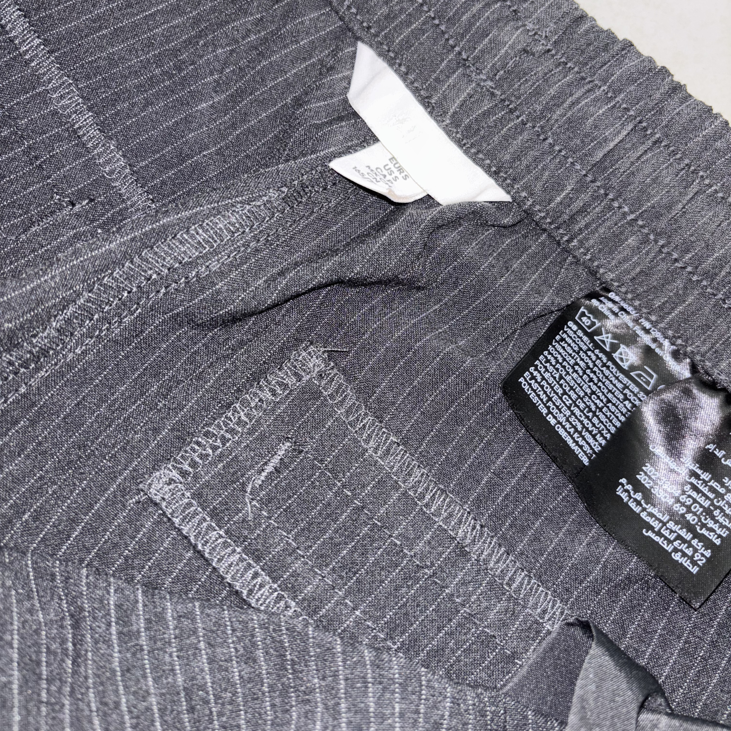 H&M Grey Pinstripe Wide Leg Trousers