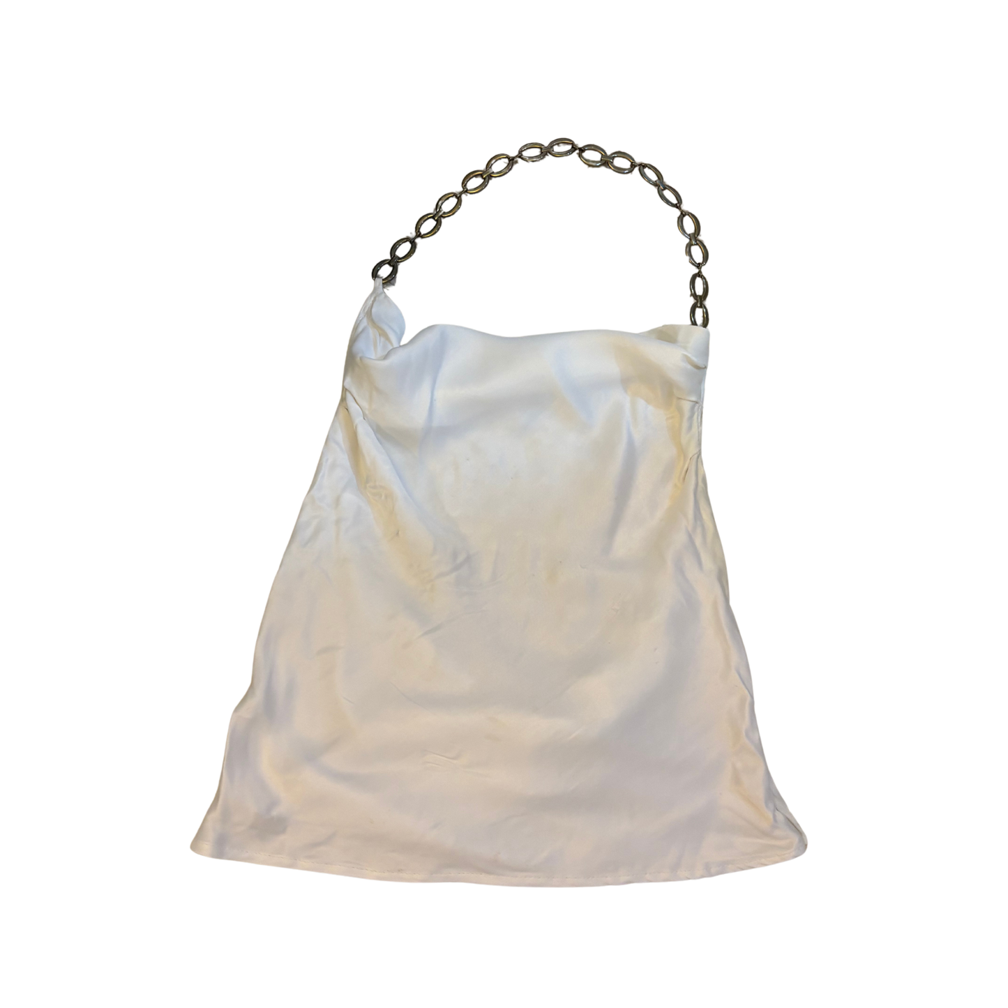 Zara White Satin Chain Detail Top
