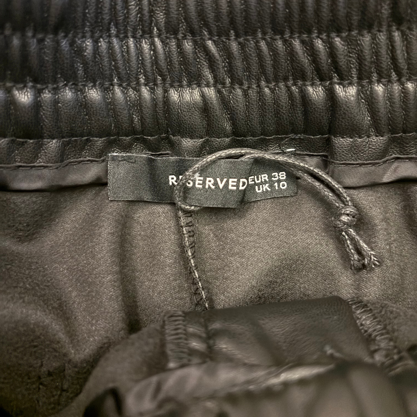 'Reserved' Black Leather Pants