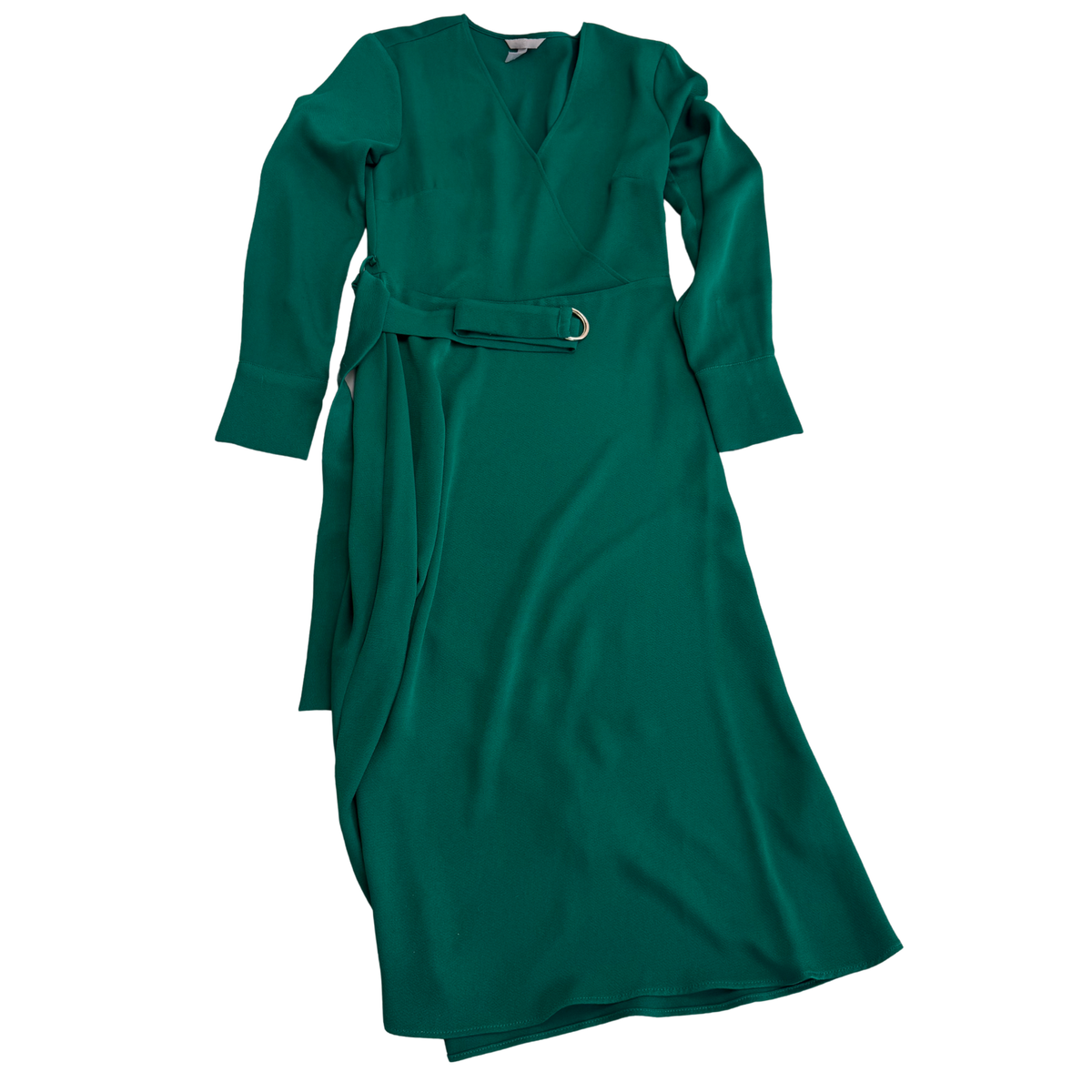 H&M Green Long Sleeve Midi Dress