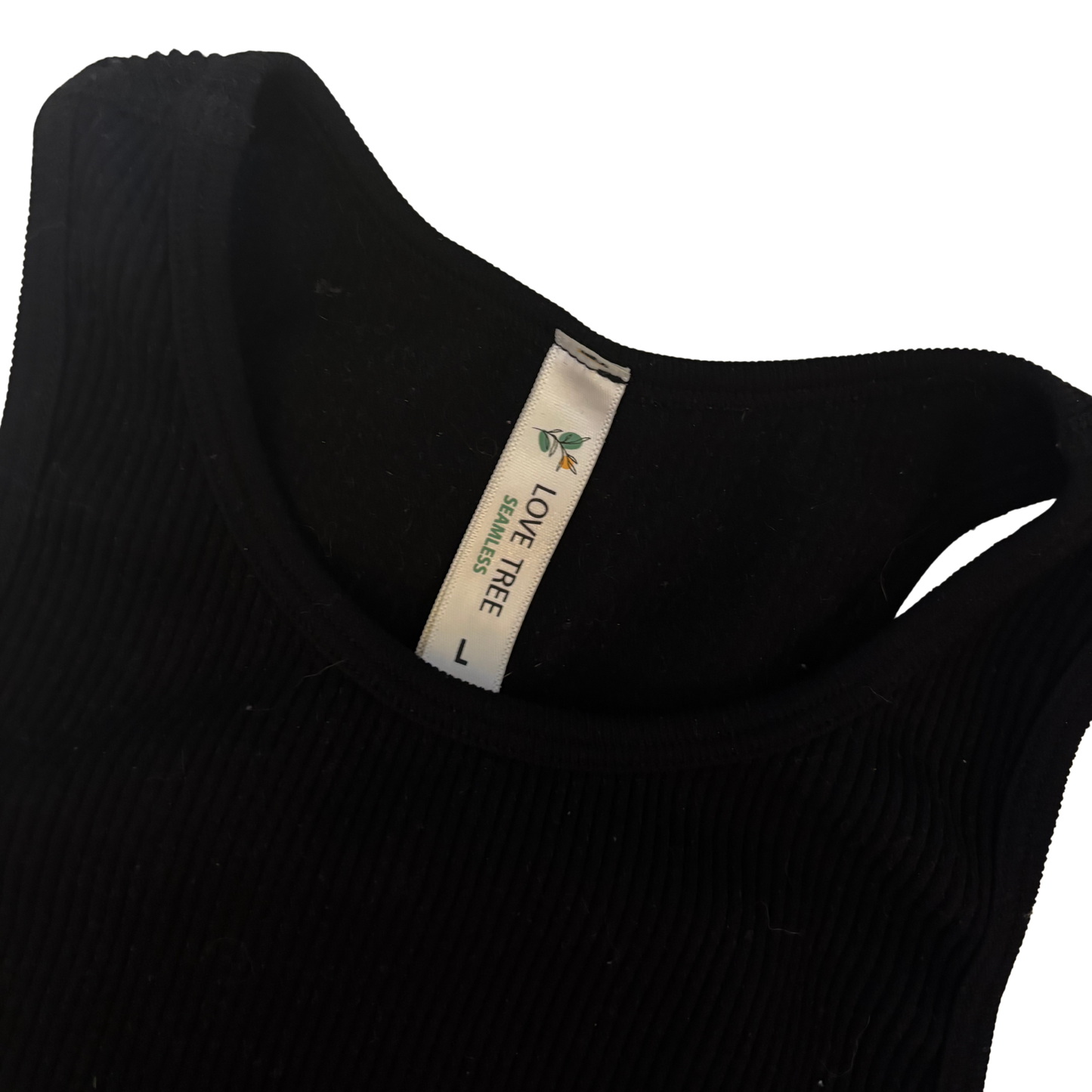 Love Tree Black Seamless Rib Crop Top