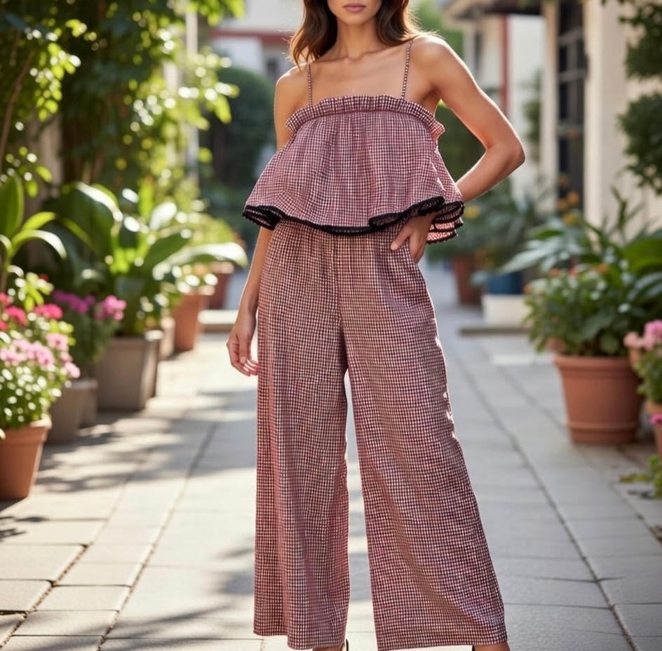 Red & White Checkered Jumpsuit