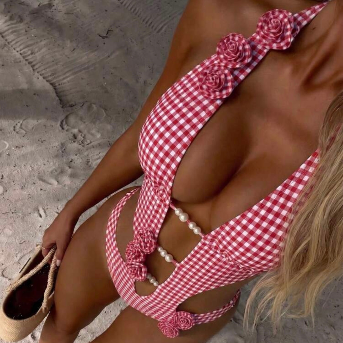 Gingham Cut Out Swimsuit