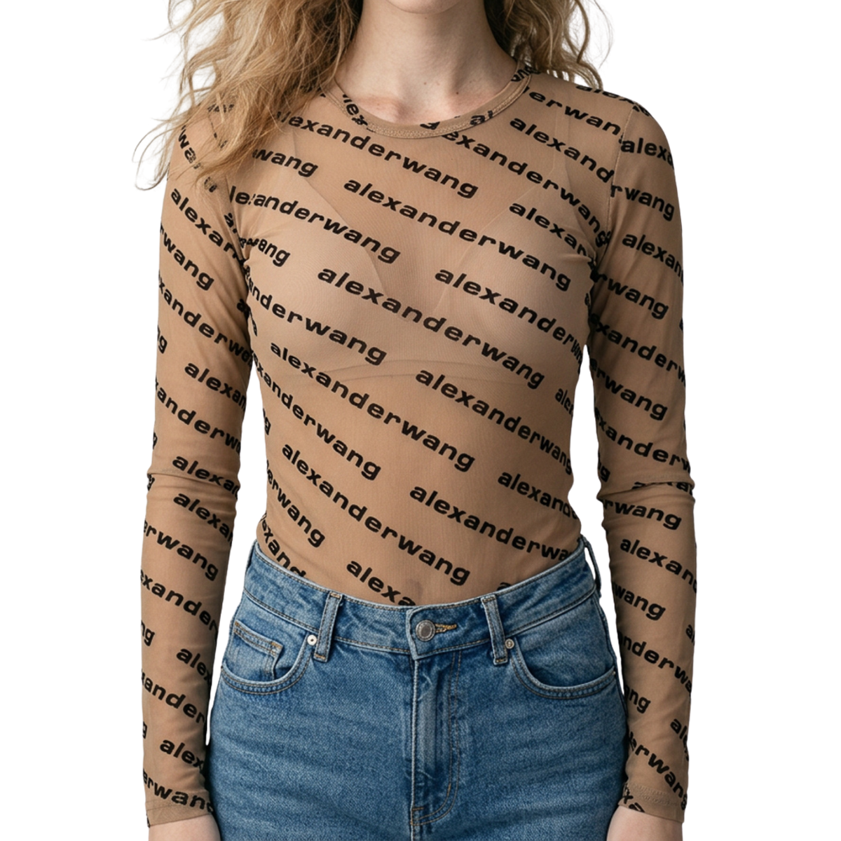 AW Monogrammed Sheer Bodysuit