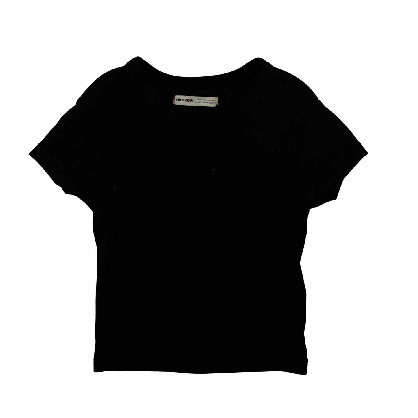 Pull & Bear Black Ribbed Crop Top