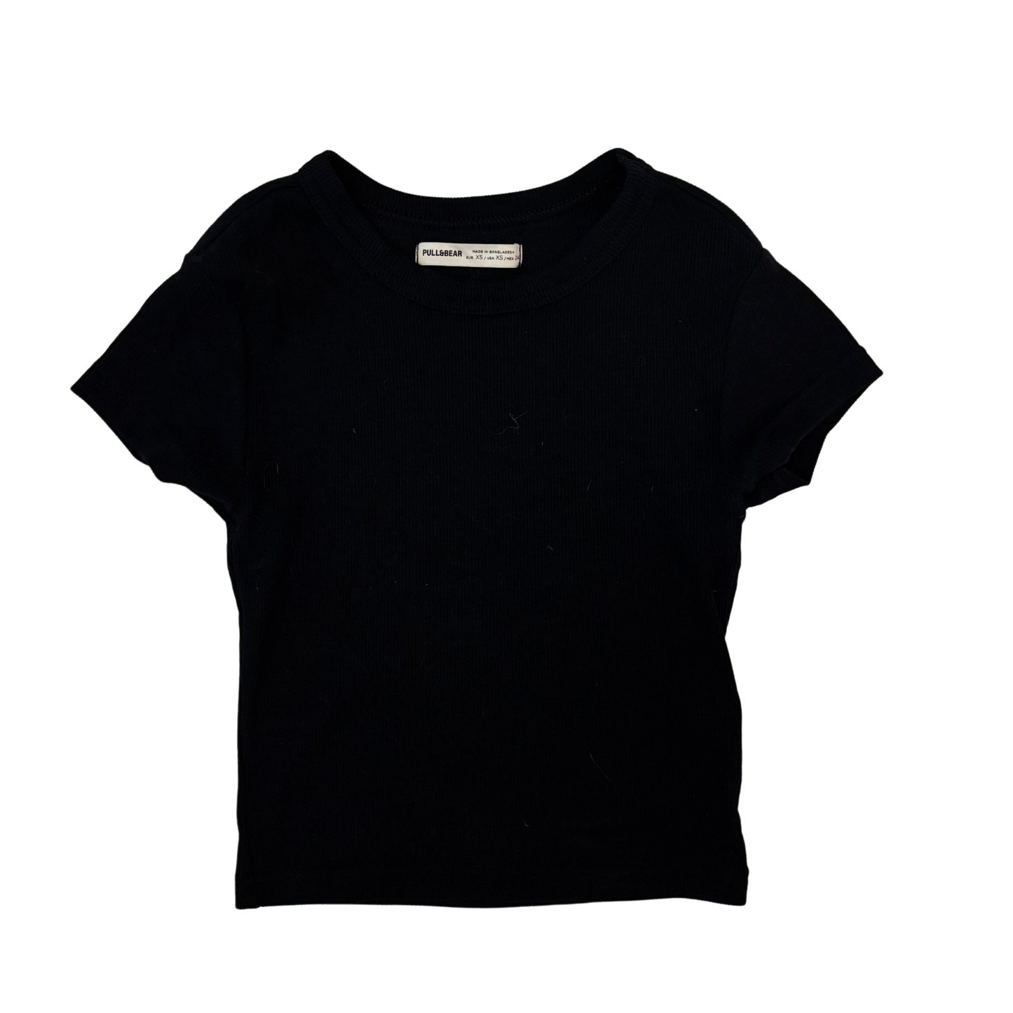 Pull & Bear Black Ribbed Crop Top