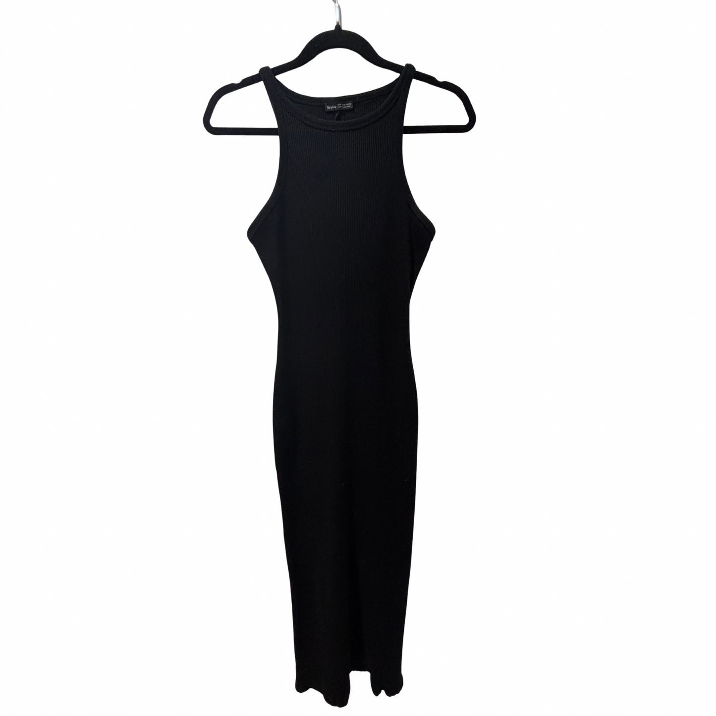 Bershka Black Ribbed Maxi Dress