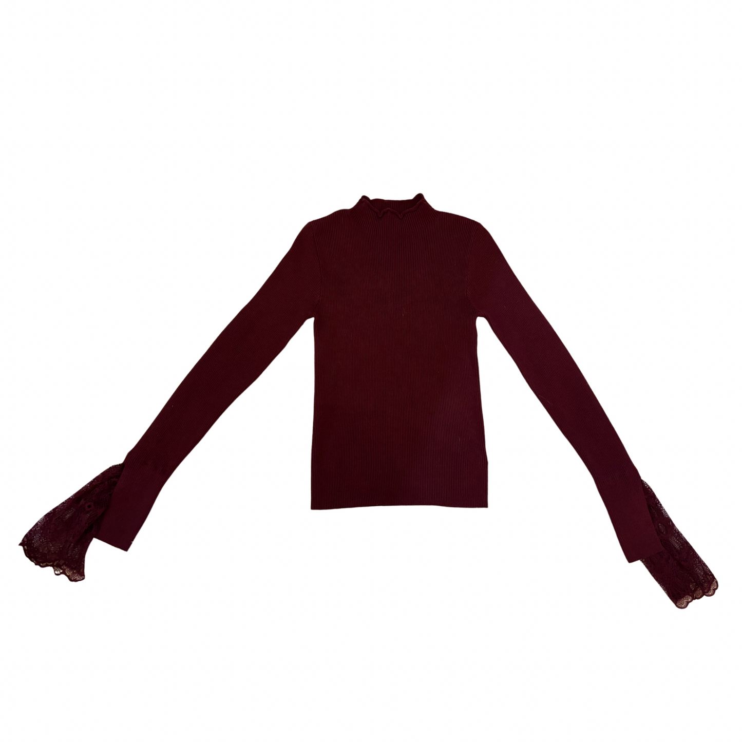 Burgundy Knit High Neck Jumper