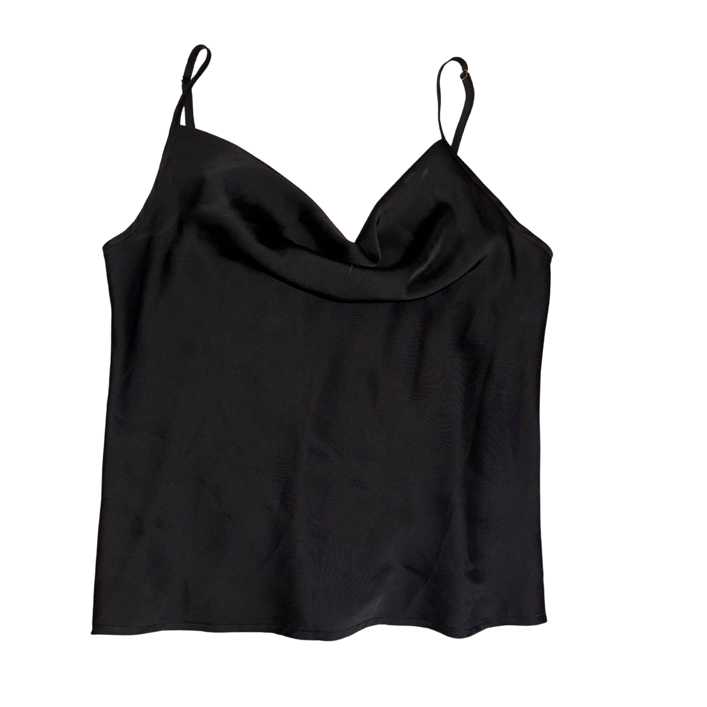 Black Satin Cowl Neck Top