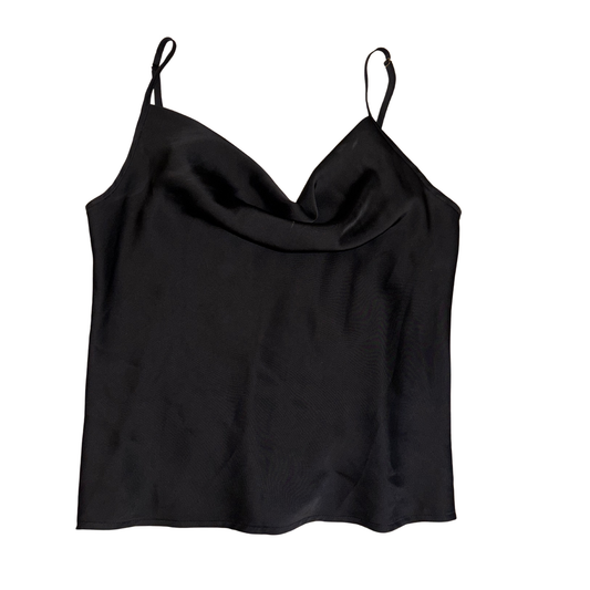 Black Satin Cowl Neck Top