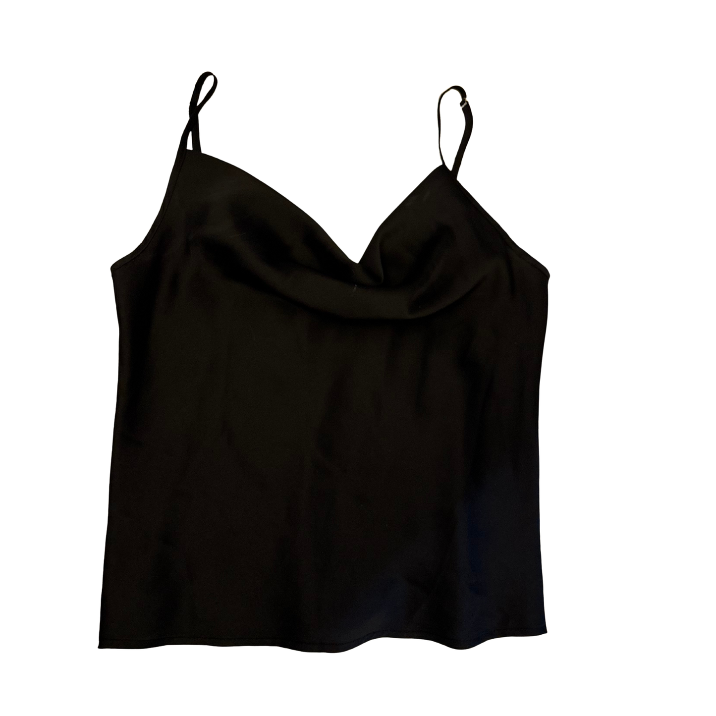 Black Satin Cowl Neck Top