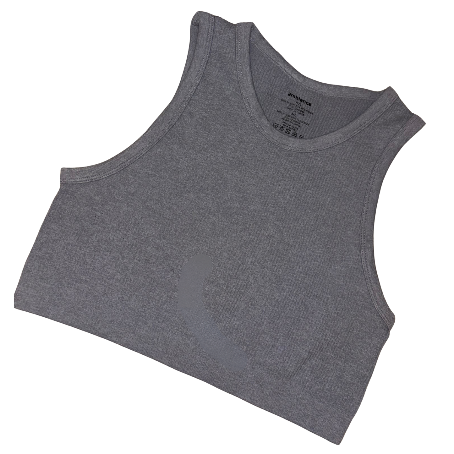 Ambience Grey Ribbed Halterneck Crop Top