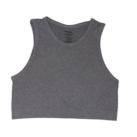 Ambience Grey Ribbed Halterneck Crop Top