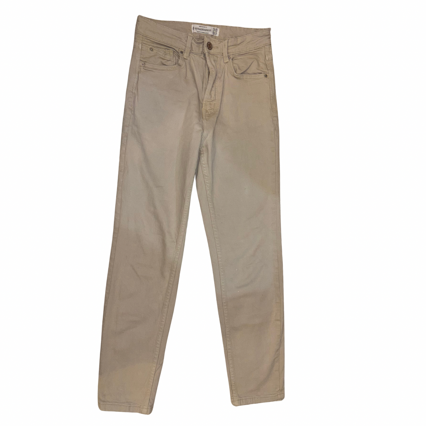 Stradivarius Slim Fit Beige Jeans