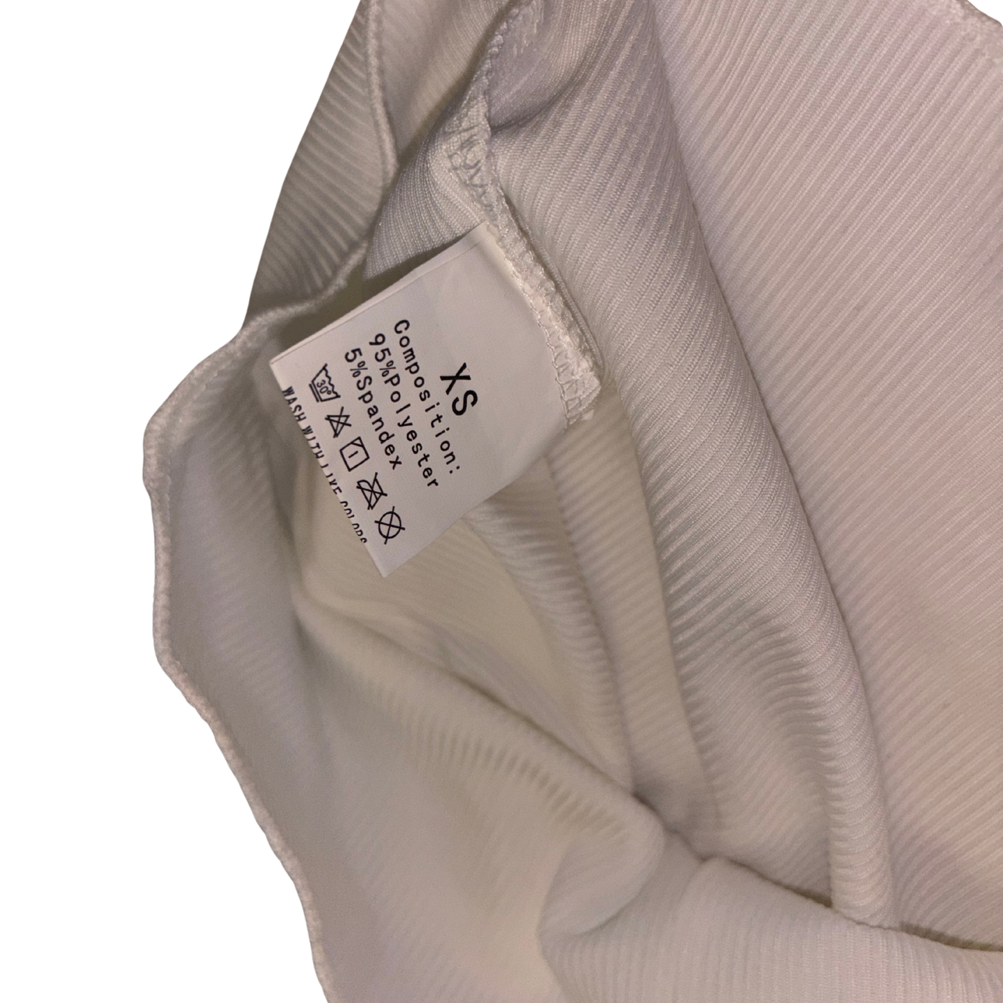 White Ribbed Long Sleeve Button Up Top