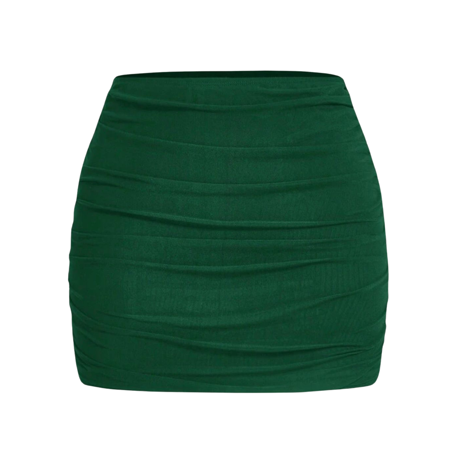 Green Ruched Mini Skirt