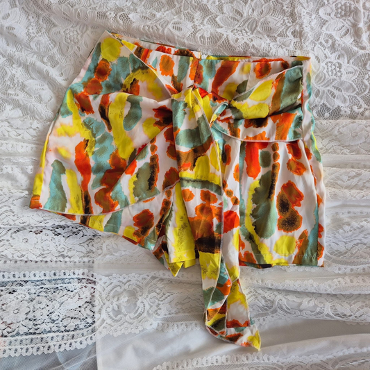 Abstract Pattern Satin Shorts