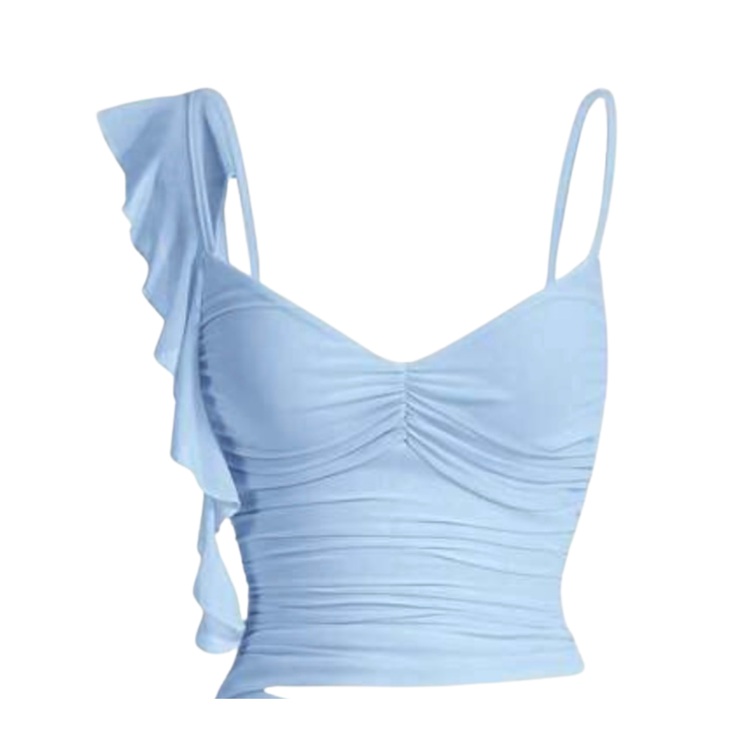Blue Ruched Crop Top