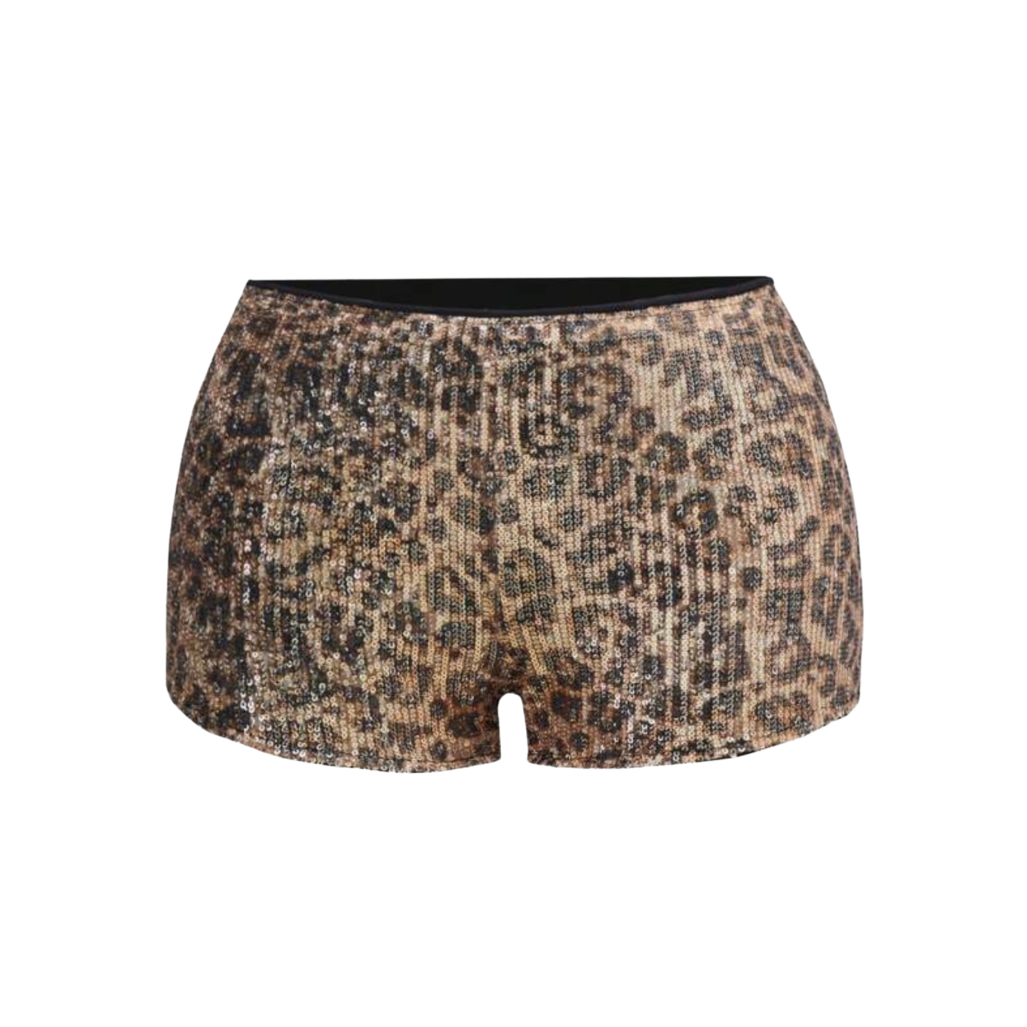 Leopard Print Sequin Mini Shorts