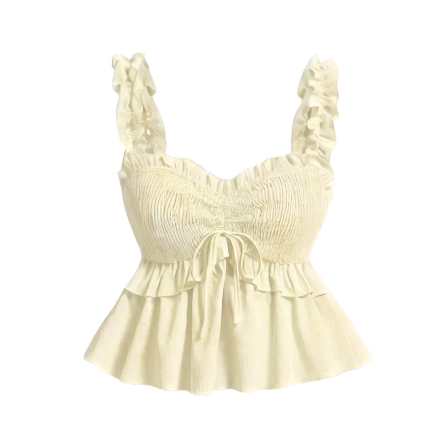 Cream Ruched Crop Top