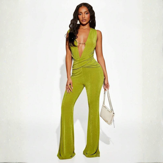 Green Cut Out Jumpsuit
