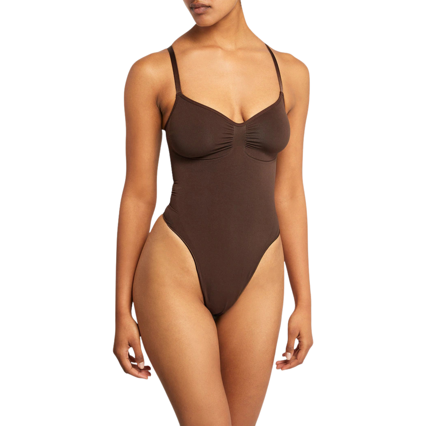 Skims Brown Seamless Sculpt Thong Bodysuit