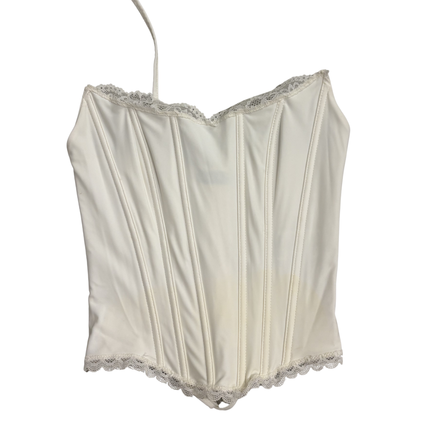 White Corset Top With Lace Trim