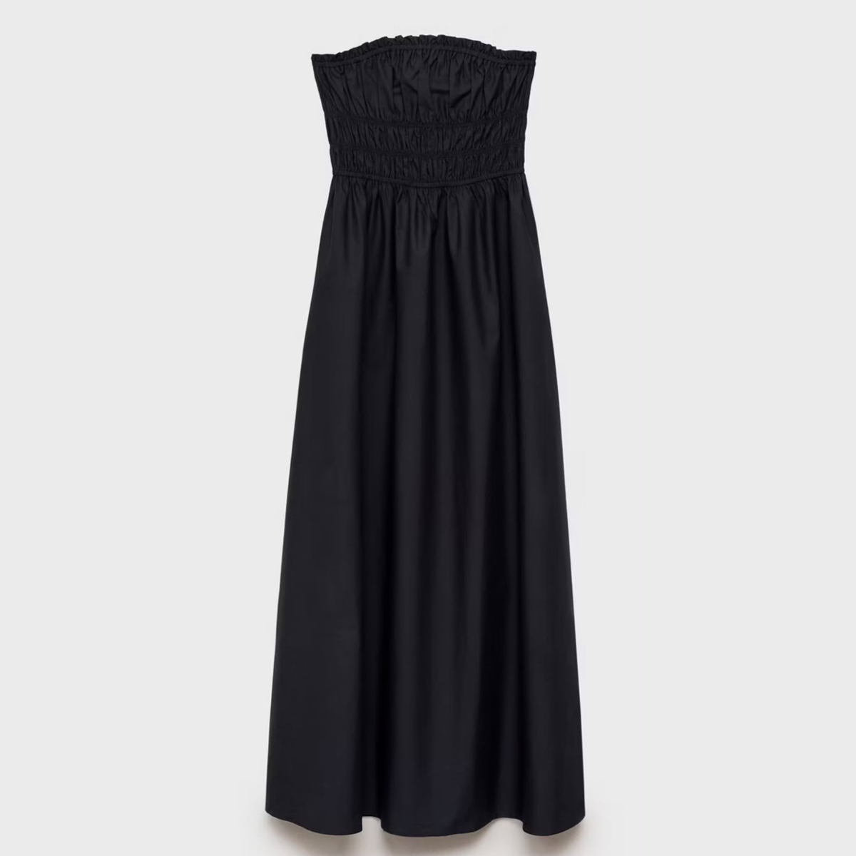 the Mango Black Shirred Bandeau Maxi Dress from Closet Concierge