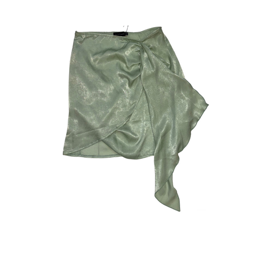 PLT Sage Satin Wrap Mini Skirt