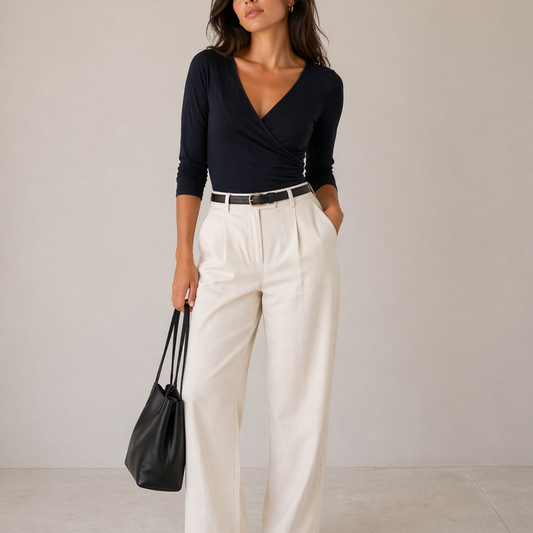 Zara Navy Wrap Bodysuit