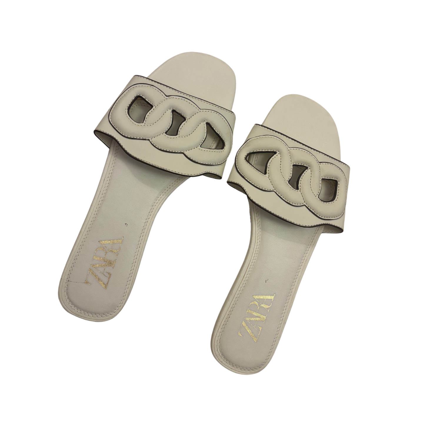 Zara Cream Leather Sandals