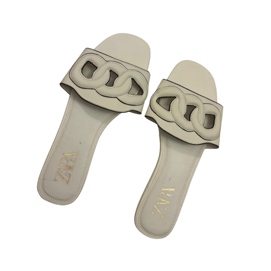 Zara Cream Leather Sandals