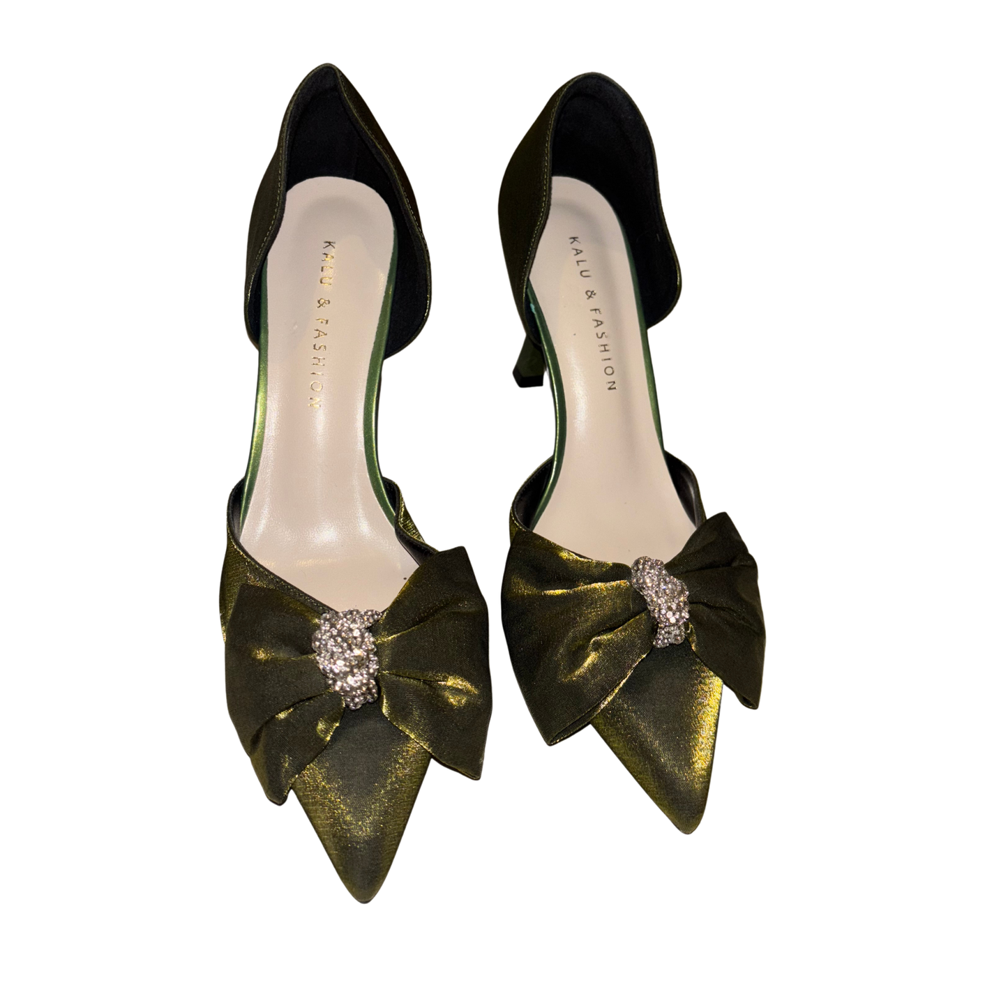 Green Velvet Bow Heels