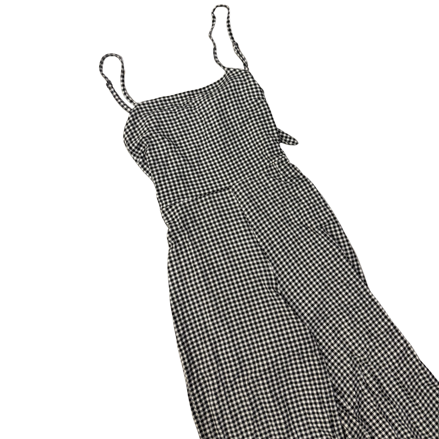 Stradivarius Black/White Checkered Tie Front Jumpsuit