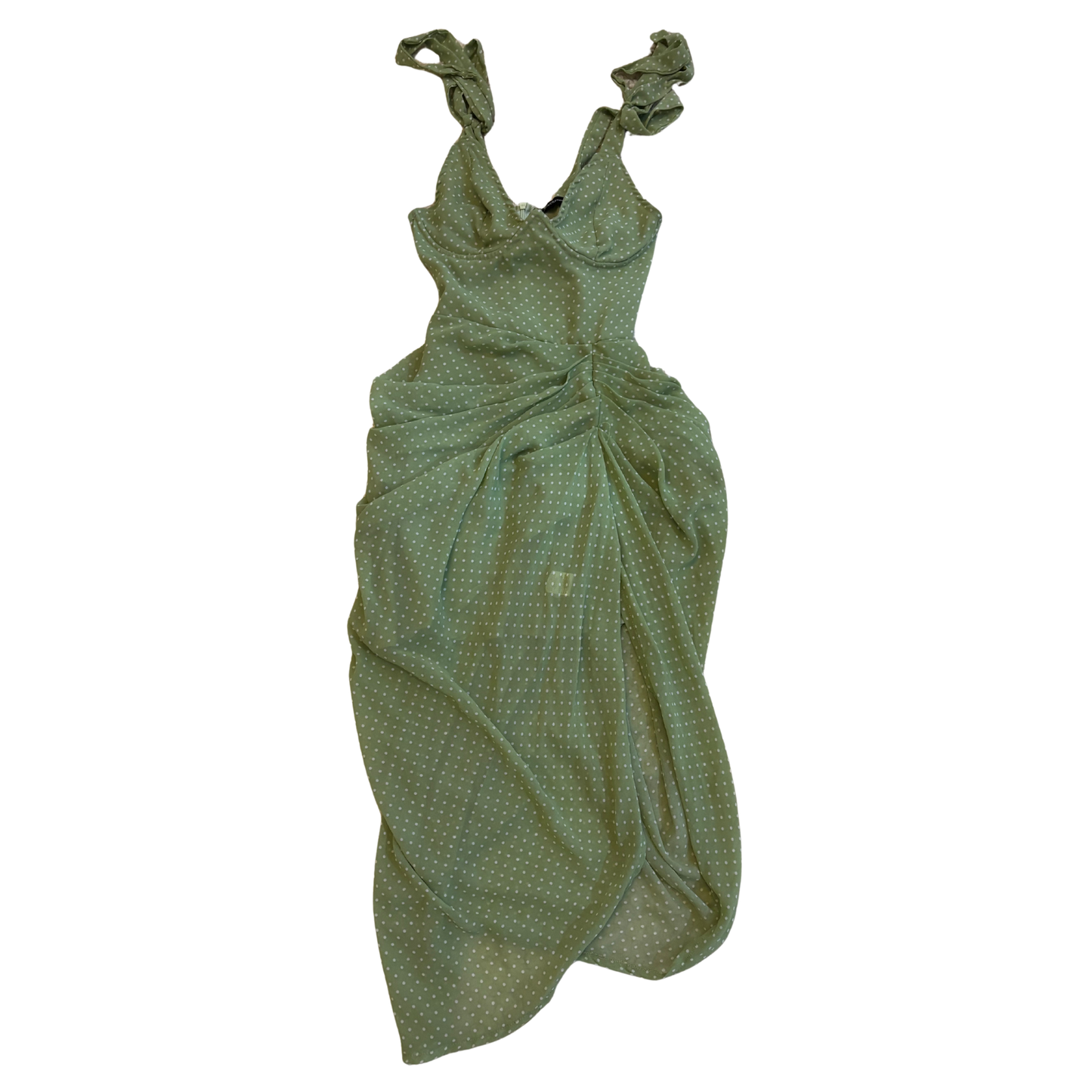 PLT Green Polka Dot Midi Dress