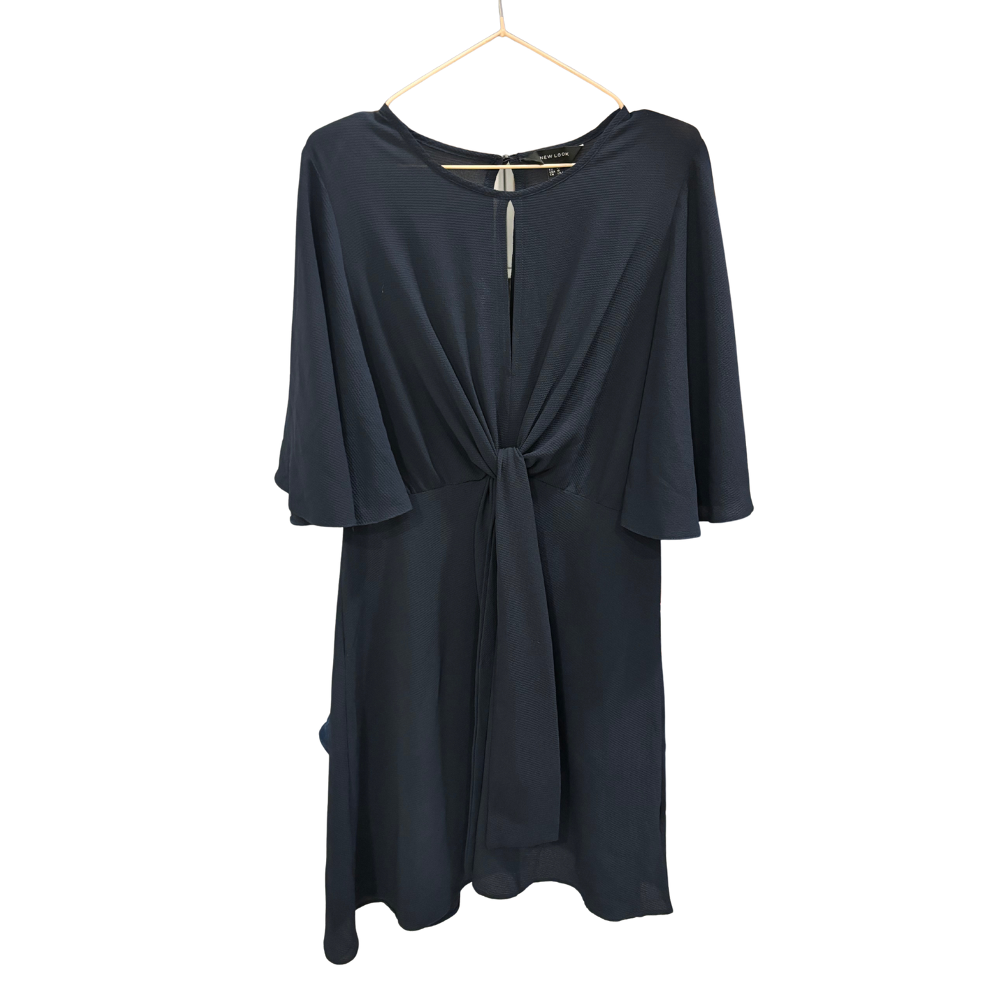 New Look Navy Blue Tie Front Mini Dress
