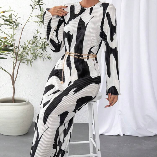 Black & White Textured Maxi Dress