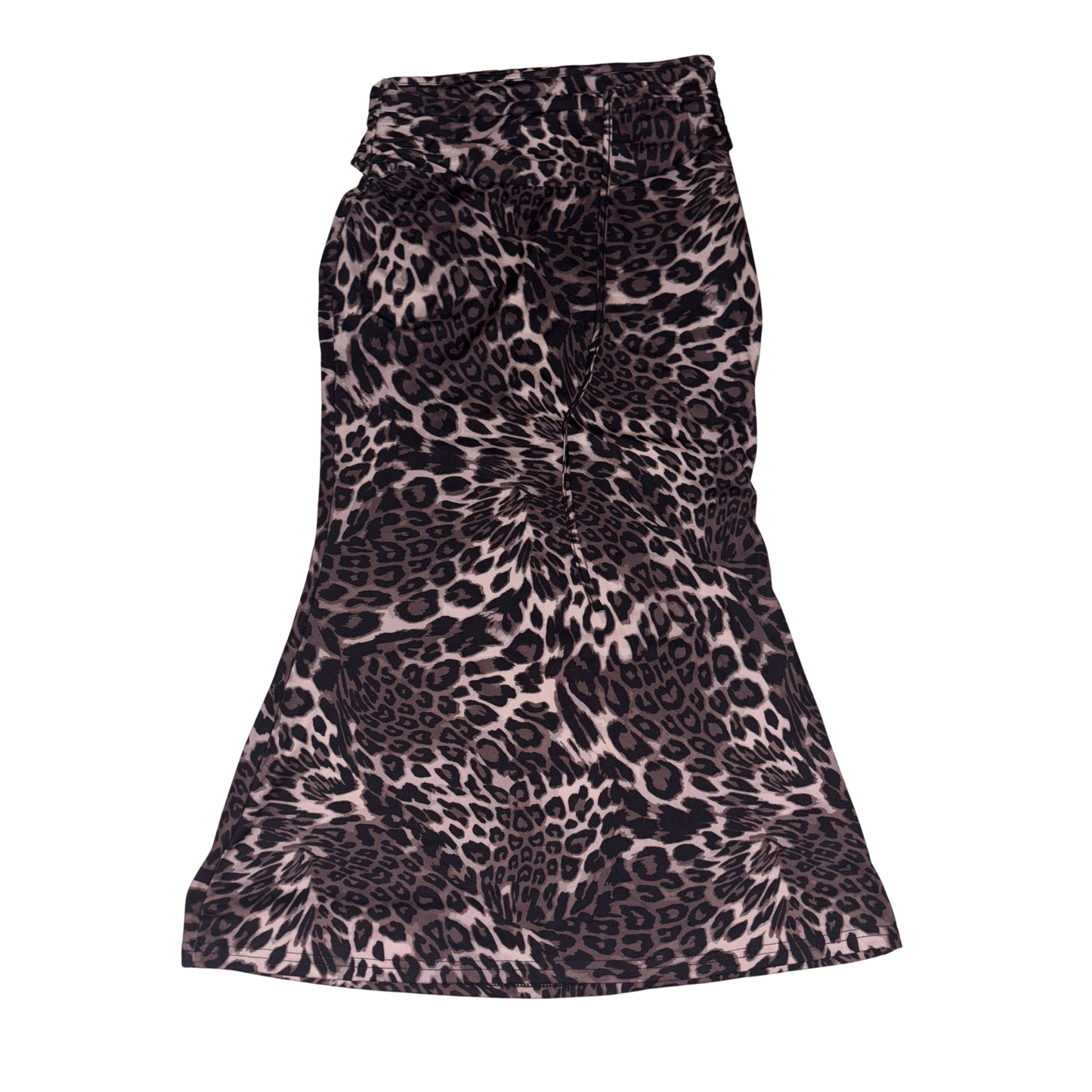 Leopard Print Fold Over Maxi Skirt