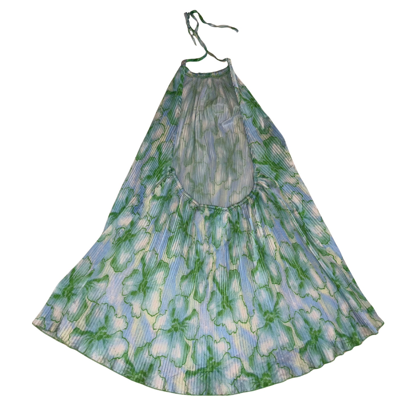 Floral Halterneck Plisse Mini Dress