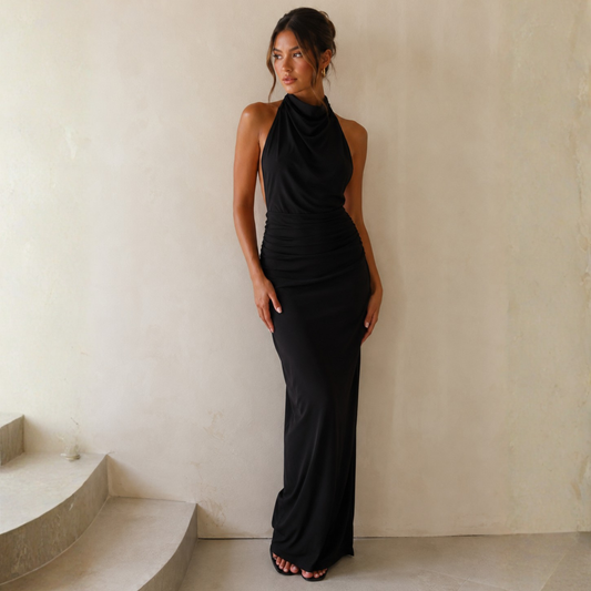 Zara Black Halterneck Maxi Dress