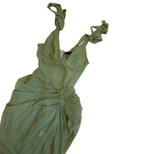PLT Green Polka Dot Midi Dress