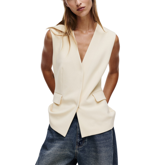 H&M Cream Sleeveless Blazer