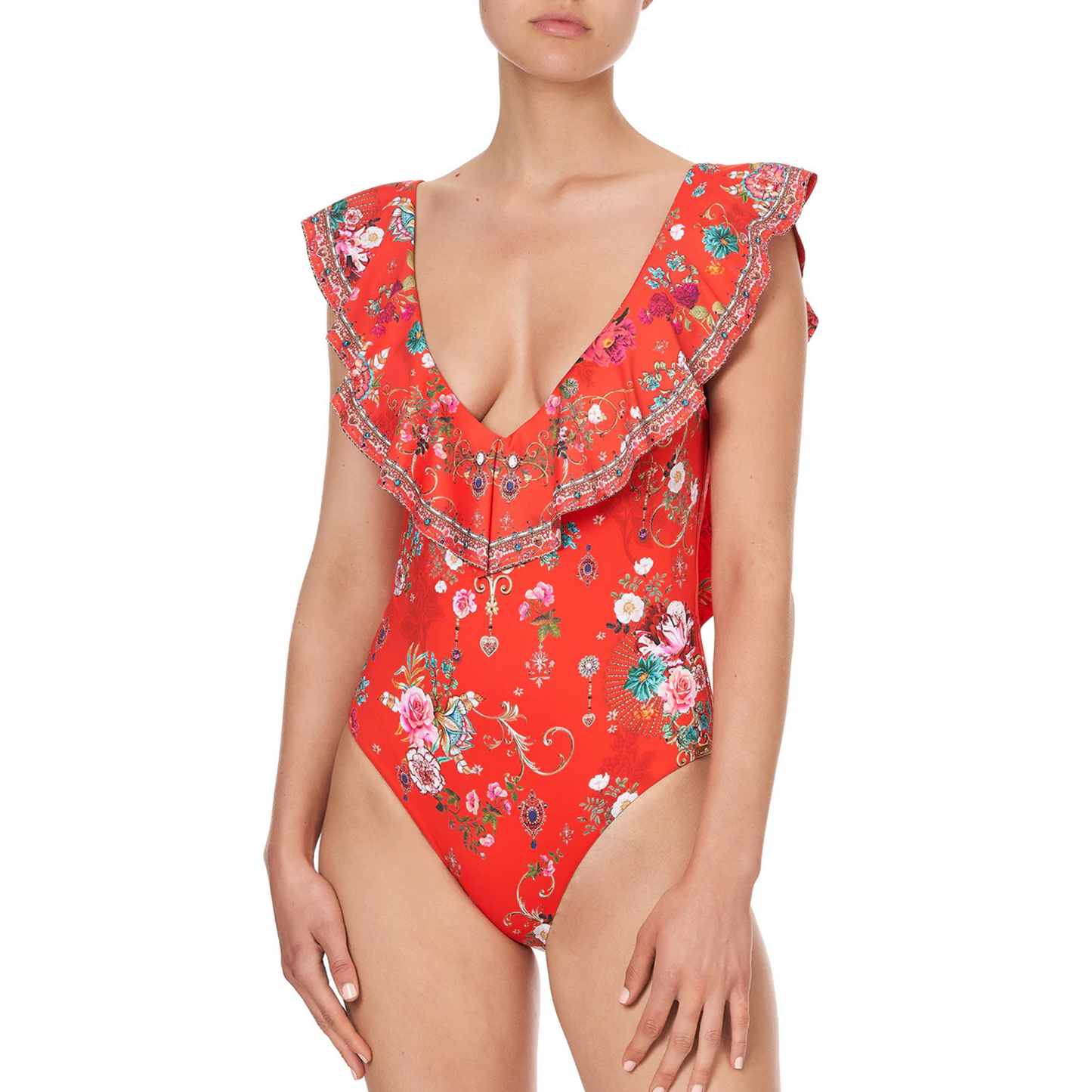 Camilla Swim Red Abstract Swimsuit