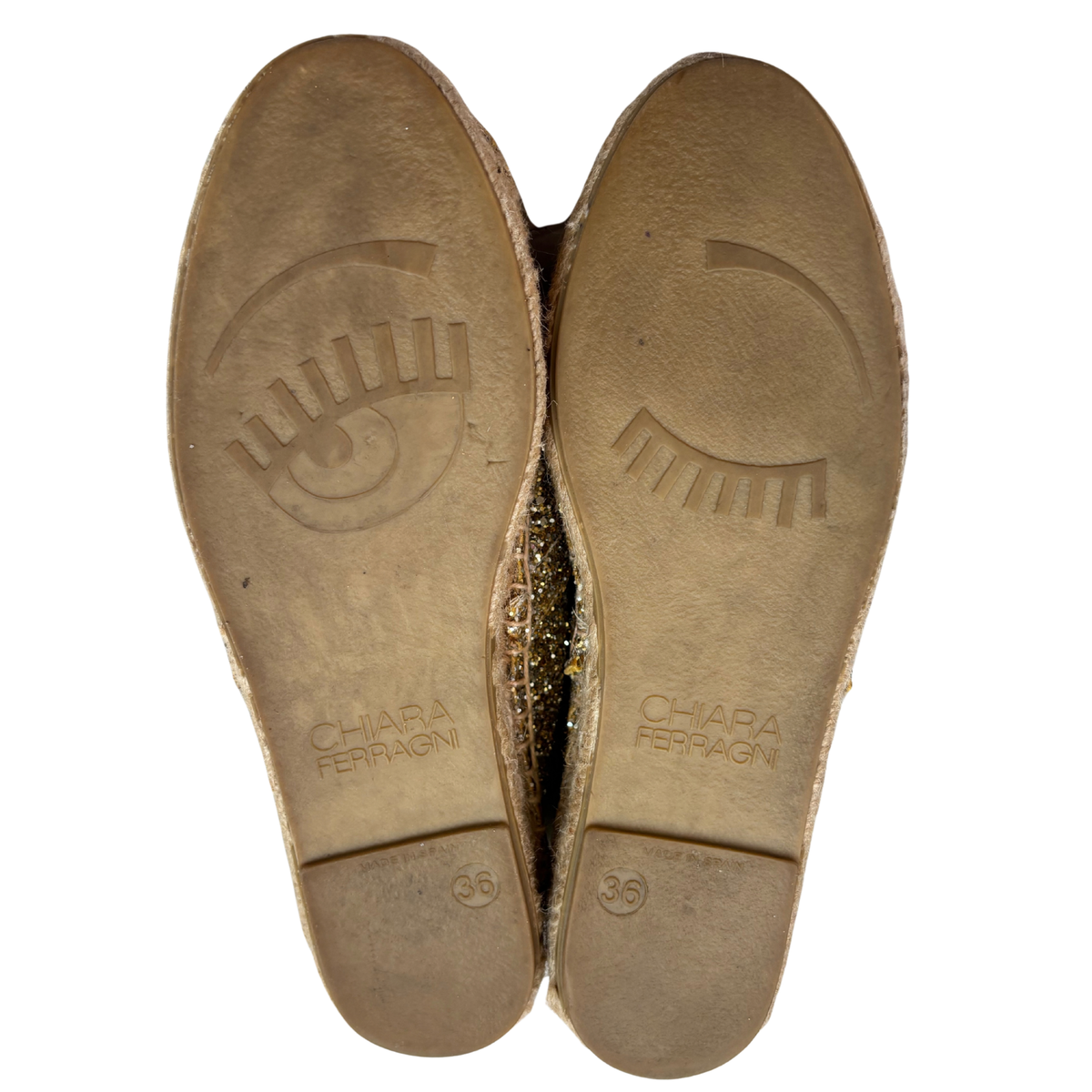 Chiara Ferragni Gold Glitter Slip-Ons