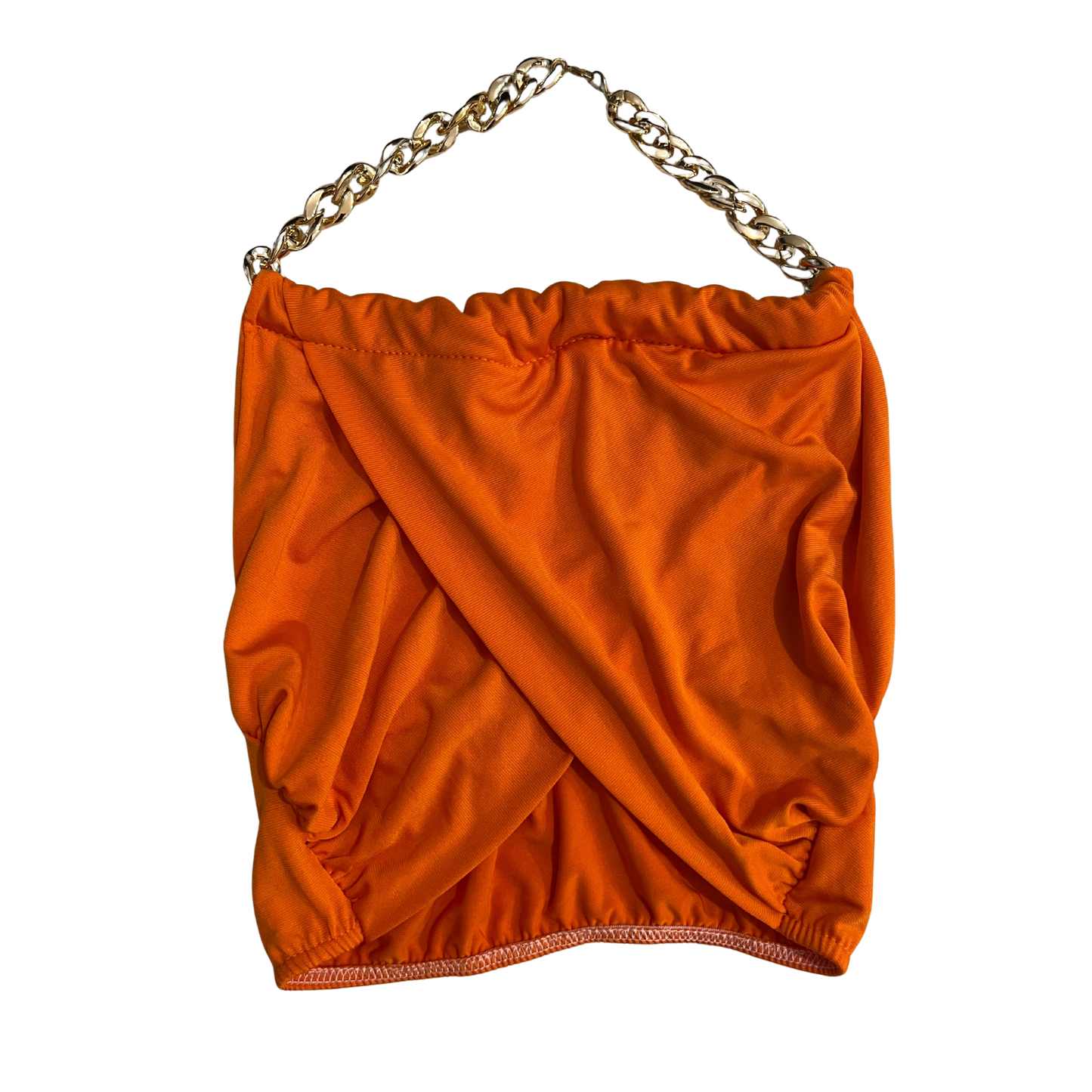 Orange Halterneck Chain Crop Top