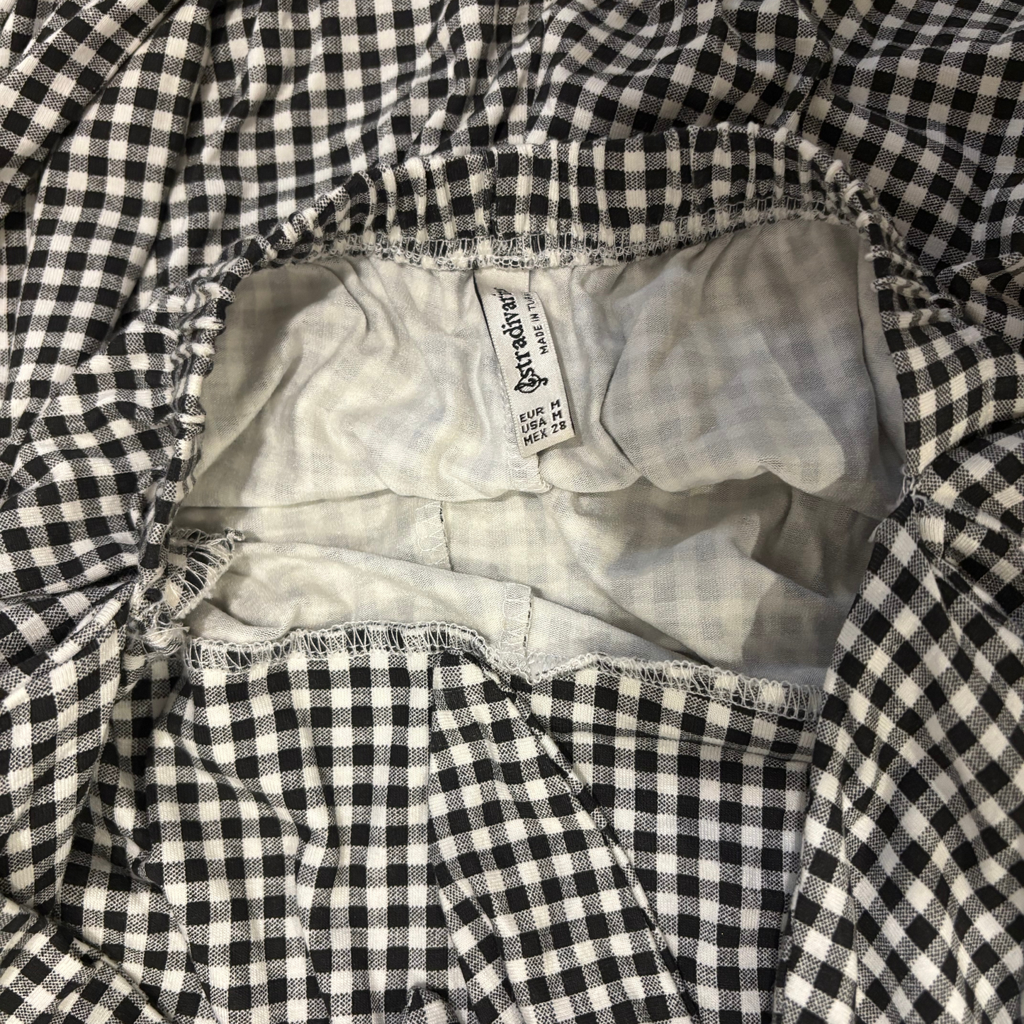 Stradivarius Black/White Checkered Tie Front Jumpsuit