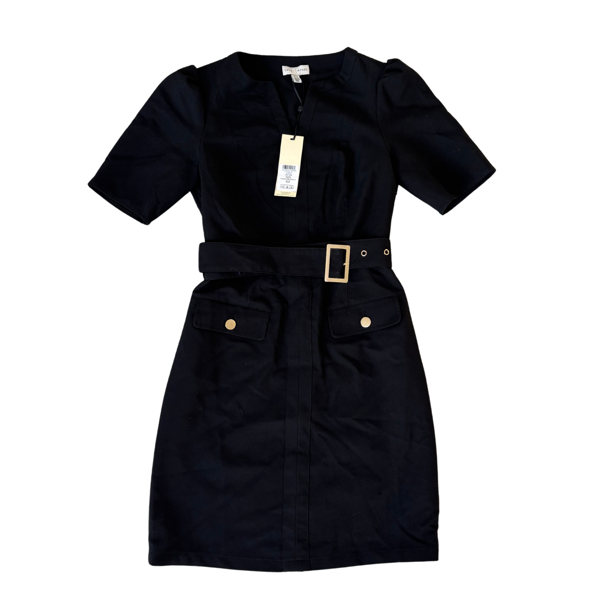 Love & Roses Black Tailored Belted Mini Dress